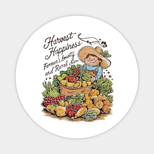 Rustic Charm: Farmer's Smile Radiates Happiness with Harvest's Bounty Magnet